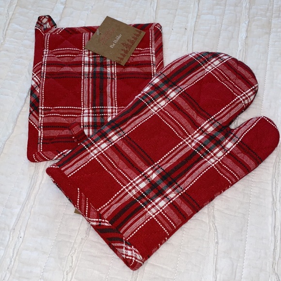 NEW Farmhouse Style Oven Mitt And Pot Holder Set - Picture 5 of 11